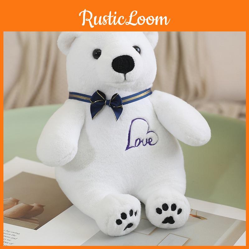Bowtie Bear White Plush Toy Cartoon Animal Stuffed Doll Decoration Kids Gift
