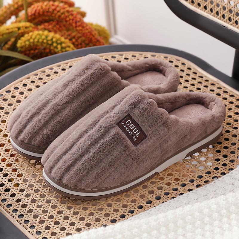 Cotton Slippers for Women and Couples in Autumn and Winter, Indoor Warm Plush Slippers for Men, Anti Slip Thick Cotton Slippers for Winter