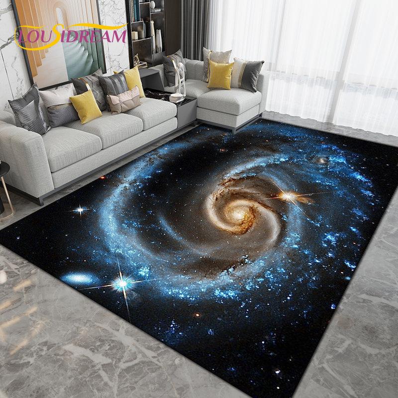 Galaxy Universe Space Stars Earth Area Rug Large,Carpet Rug for Living Room Bedroom Sofa Doormat Decoration,Non-slip Floor Mat