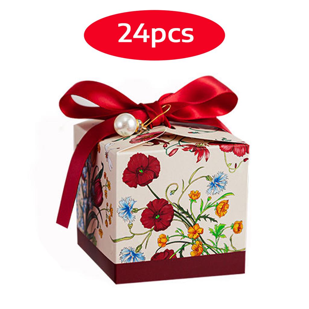 24/12pcs, Deluxe Flower Candy Box, Wedding Candy Box, 2.75x2.75in, Chocolate, Engagement, Party, Party, Christmas Halloween