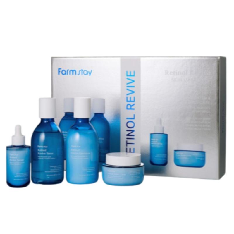 Farmstay Retinol Revive Skincare 4-Piece Set (Toner 200 Ml + Emulsion 200 Ml + Serum 50 Ml + Cream 100 Ml + Mask 25 Ml)
