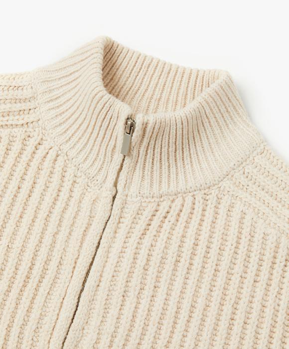 Leumadeu High-Neck Knit Zip-Up - Light Beige