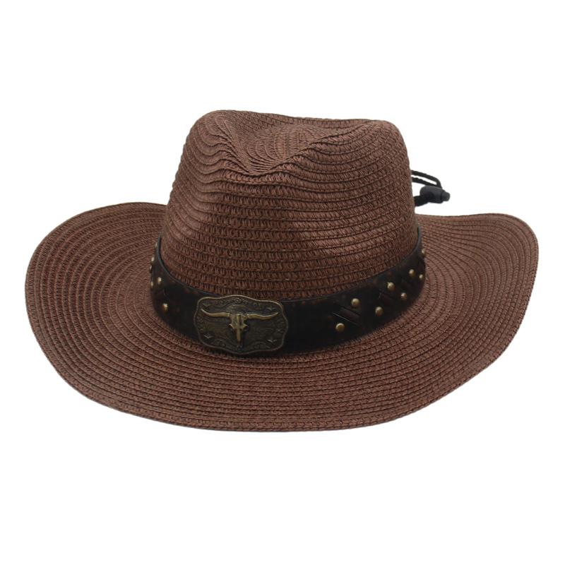 National Style Cow Label Soft Brim Denim Straw Hat Foldable Sun Hat Hidden Riding Hat Rolled Edge Beach Hat