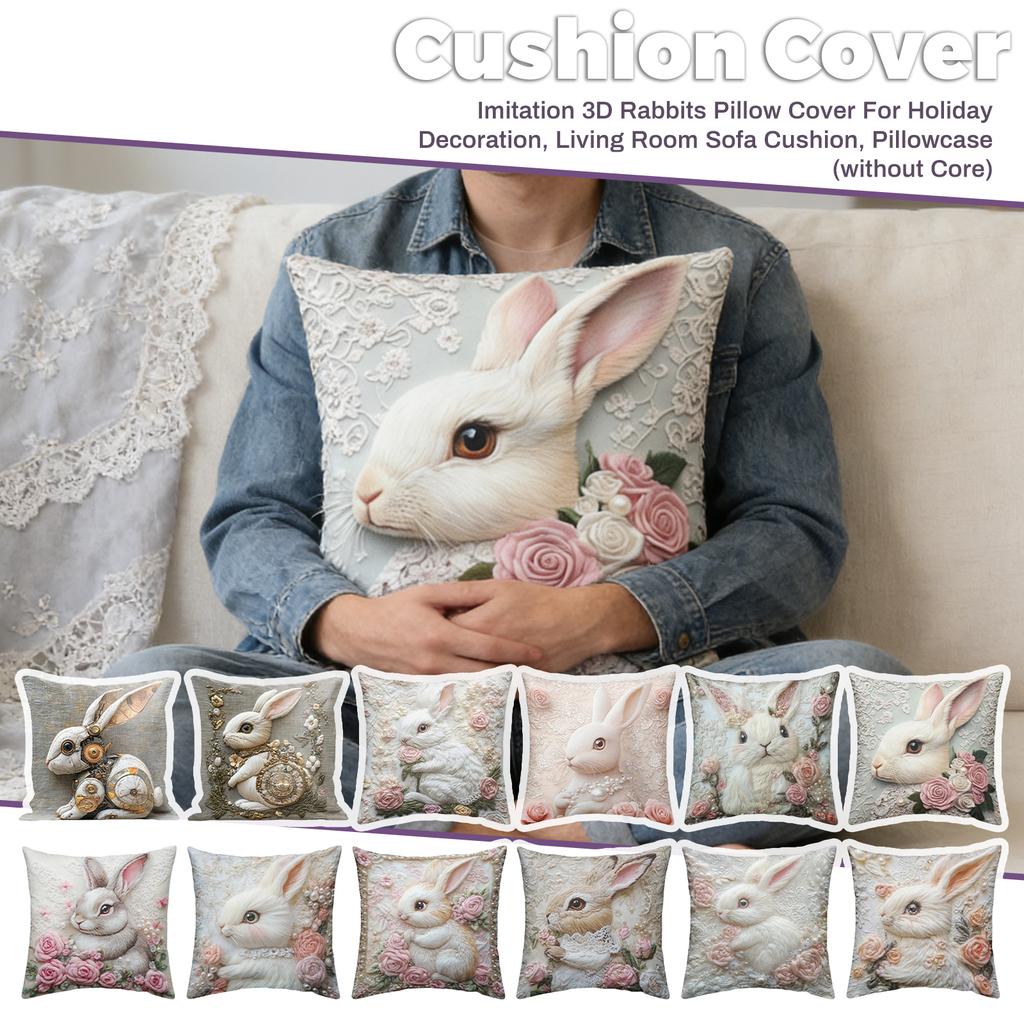 Imitation 3D Rabbits Pillow Cover For Holiday Decoration, Living Room Sofa Cushion, Pillowcase (without Core)
