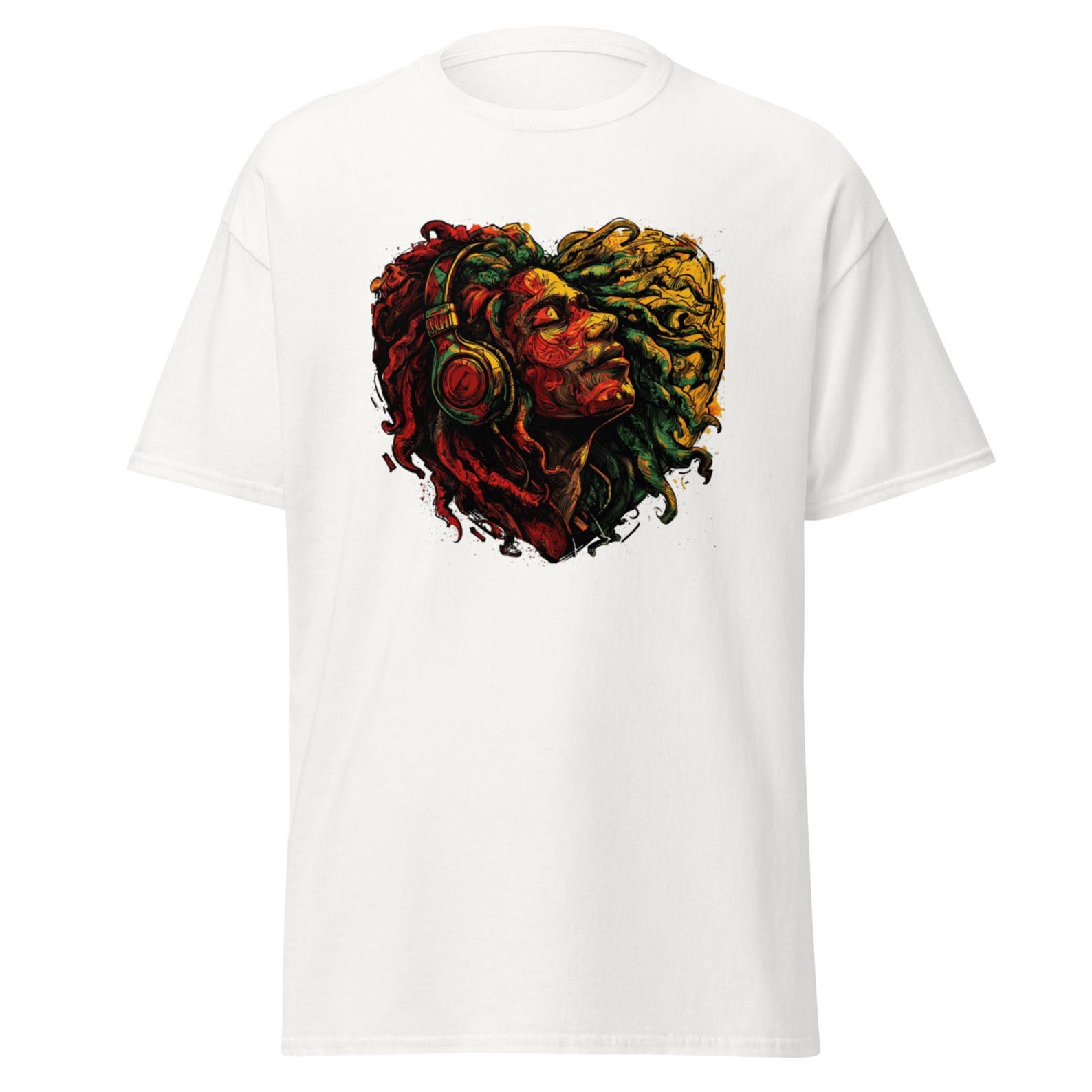 Reggae Music Lover T-Shirt | Reggae Heart Design Unisex Tee 3XL