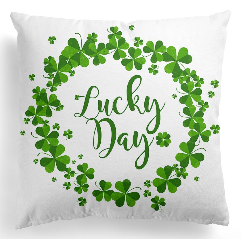 

St. Patrick S Day Pillow Cover Green Four-Leaf Clover Home Ornament Pillow Nordic Ireland National Day Premium 45 * 45Cm without pillow core