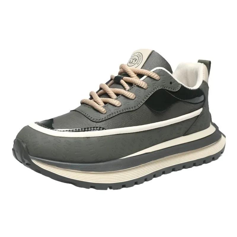 Men's Spring and Autumn Low Top Trendy Versatile Thick Soled Sports Shoes Lace Up Anti Slip High Quality Casual Shoes Tenis 2025