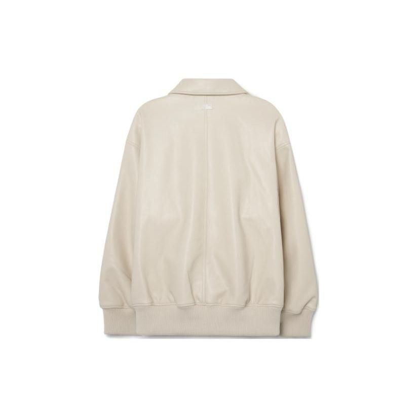 MLB SS23 Letter Print Polo Collar Zipper Jacket Unisex Jackets Cream 3AJPB0231-43CRS