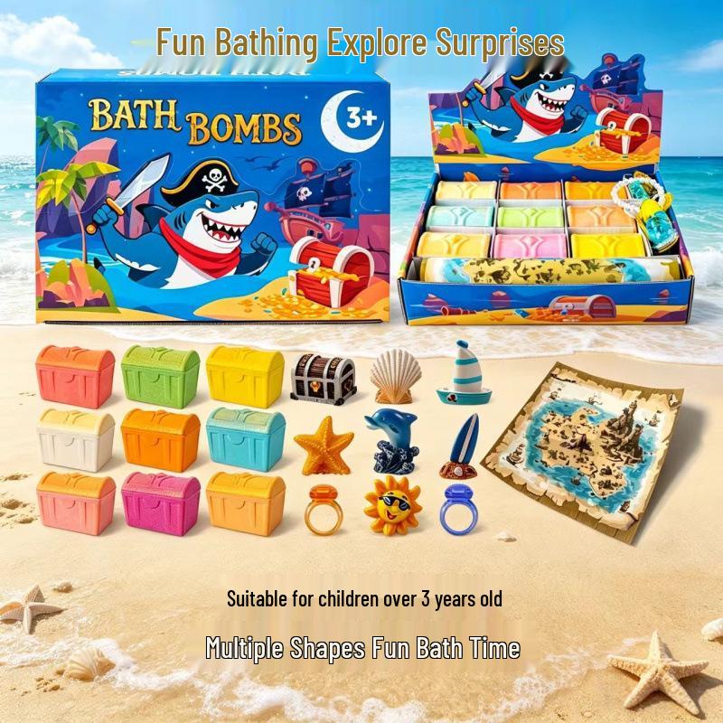 Children's Ocean Bath Bombs with Hidden Toy - Gift Box of Bath Salt Balls