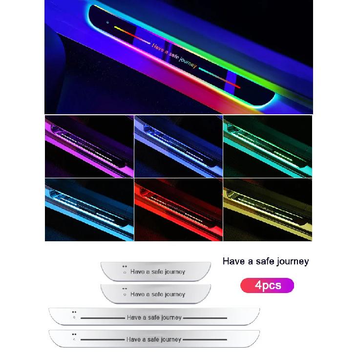 4pcs Customized Car Glows Welcome Door Sill Strip Light Threshold Lamp Welcome Scuff Plate Pedal Light Ambient Light Illuminated