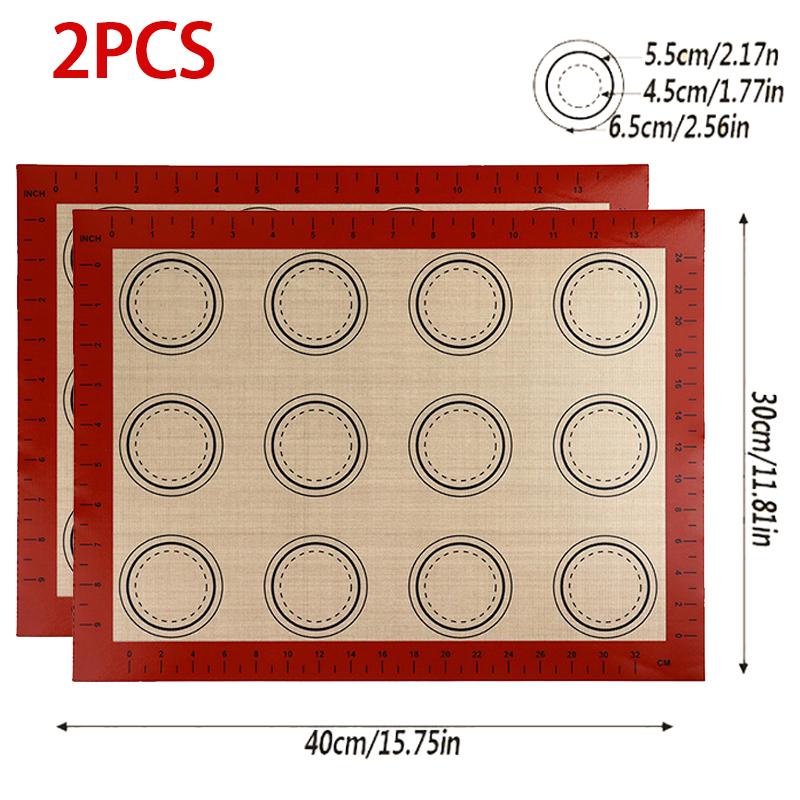 Silicone Baking Mat for Oven with Measurement, Reusable Non Stick Heat Resistant Bakeware Sheets for Macaron Pastry HPMD009