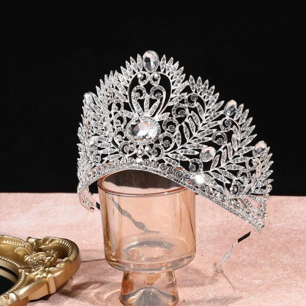 

Crystal Princess Tiara Shiny Silver Rhinestone Crown Vintage Baroque Luxury Crown Bridal серебряный