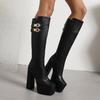 Ins Wang Fried Recommendation! Huge and Thin New Square-headed Knight Boots Women's High-heeled Boots But Knee-high 