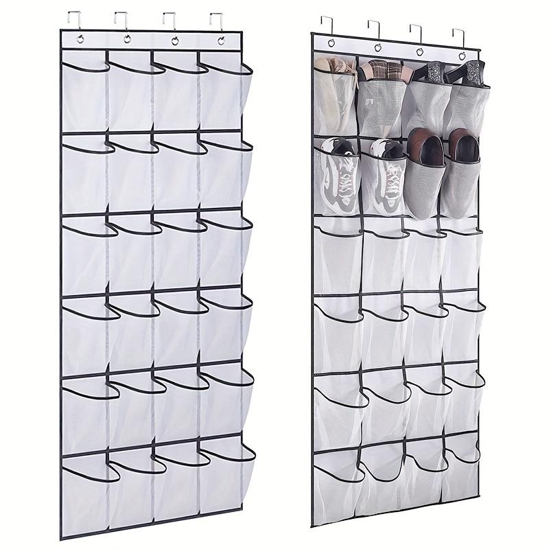 24 Pocket Over Door Shoe Cabinet Large Mesh Pockets Sturdy Hanging Wardrobe Rack Space Saving Home Storage Solution