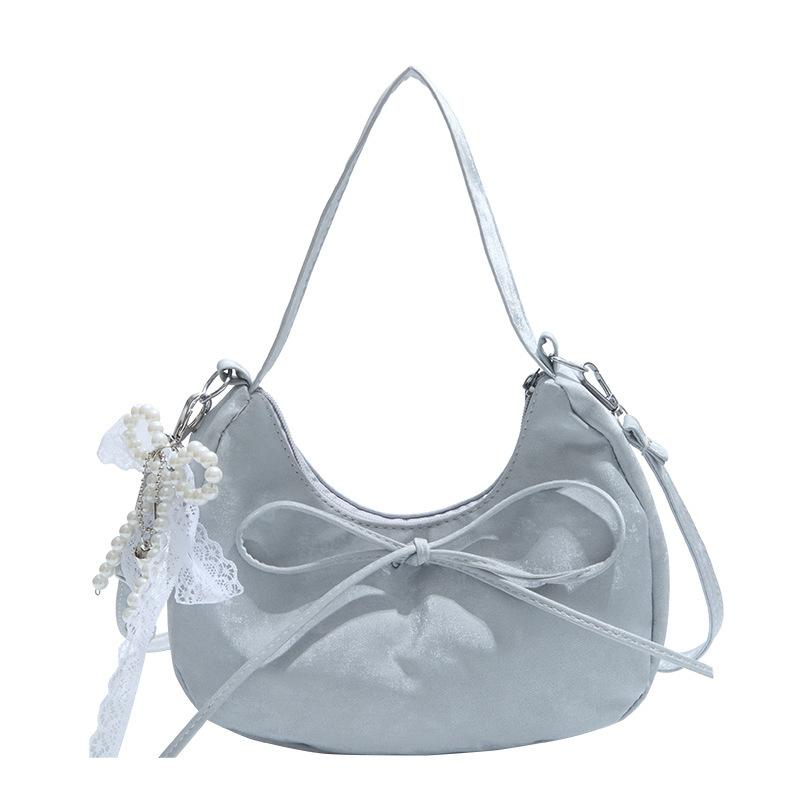 Niche Bow Hand Carry Crescent Moon Bag Women's 2025 New Fashion Simple Shoulder Armpit Bag Shoulder Messenger Bag
