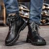 Mens Handmade Genuine Leather Boots  Retro Boots Men's Genuine Leather Large Men's Shoes High Top
