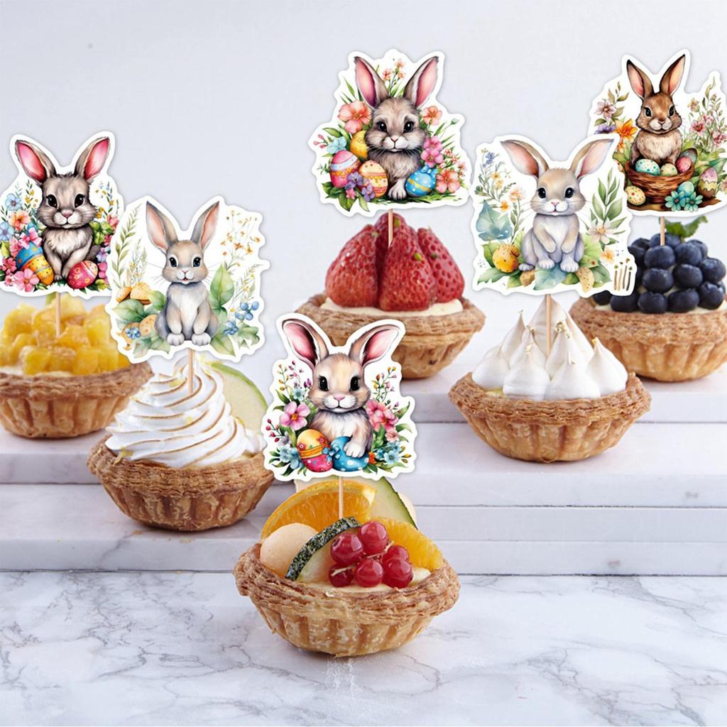 Easter Bunny Cupcake Toppers Cute Food Rabbit 8 Styles Colorful Cake Decorations Easter Day Cake Toppers For Baby Shower Party