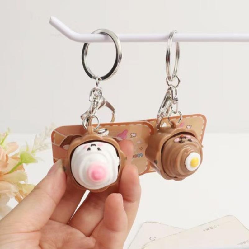 

1Pcs Mini Simulation Cake Button Stress Relief Keychain Decompression Cake Clicker Keyring Bag Pendant Creative Office Gift one size