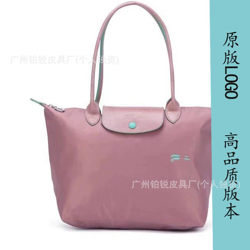 Dragon Inlaid Week Nylon Leather Handbag Embroidery Large Capacity Tote Bag Waterproof Folding Shoulder Bag Women