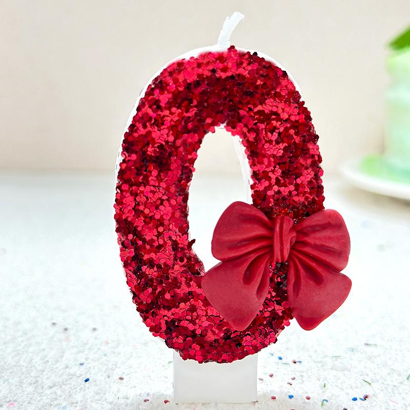 1pcs Number 0-9 Girl's Heart, Red Bow Candles, Birthday, Year One, Children's Coming of Age, Proposal, Anniversary Party Candles