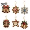 Festive Resin Rhinestone Ornaments 6 Pcs Christmas DIY Faux Pearl Painting Kit Ornaments, Art Seasonal Hanging Decor Tree Decoration with Jute