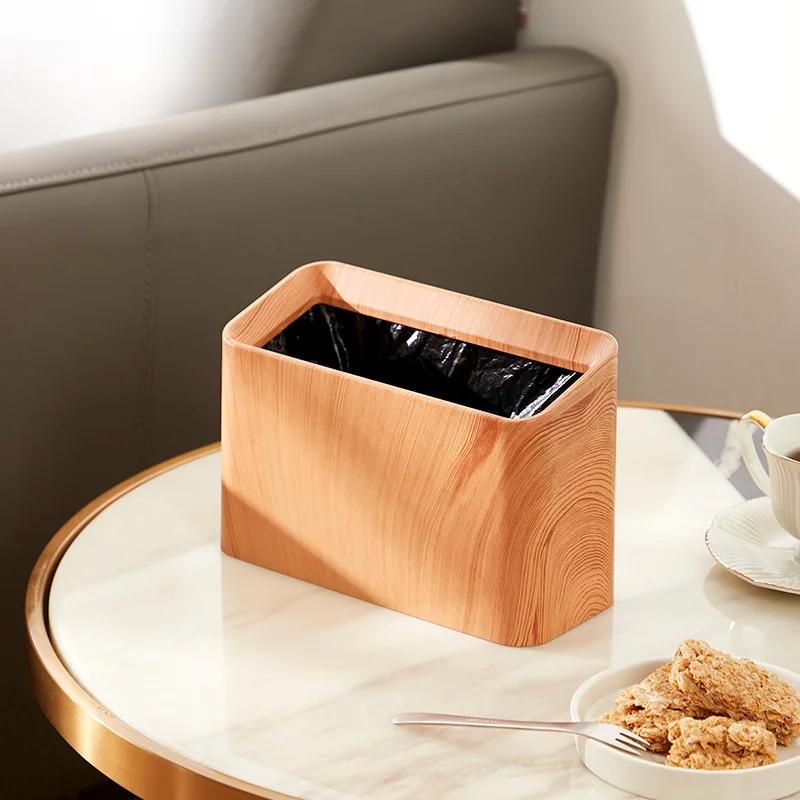 Nordic Square Mini Lidless Desktop Trash Can Coffee Table Living Room Office Study Double-layer Japanese Simple Creative