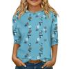 Children's 3/4 Sleeve Tops Casual  Print T Shirt Round Neck Pullover Blouse