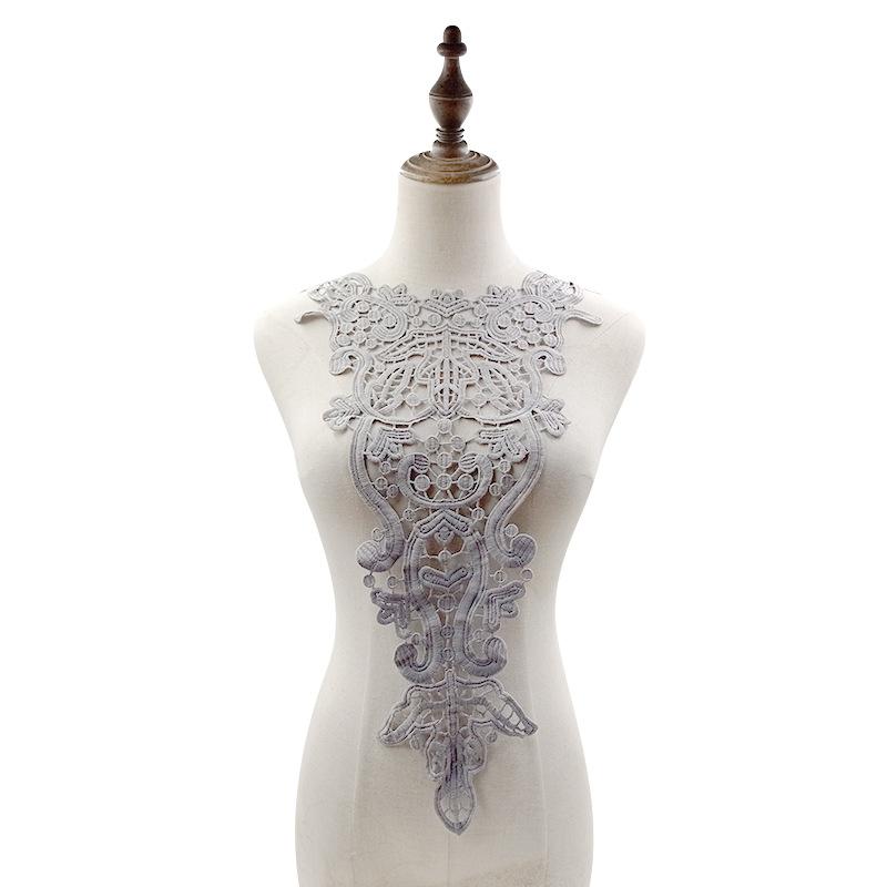 Krajkový límec rozpustný ve vodě, vyšívaná brož z mléčného hedvábí, velké červené krajkové DIY doplňky, trojrozměrný dutý límec