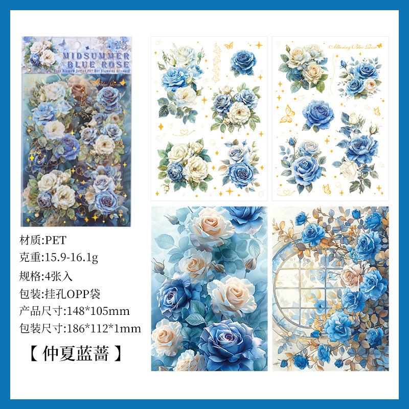 

6 шт. Розовые цветочные наклейки - Элегантные цветочные наклейки для журнала и скрапбукинга