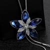 Elegant Windmill Flower Rhinestone Tassels Pendant Sweater Chain Women Necklace