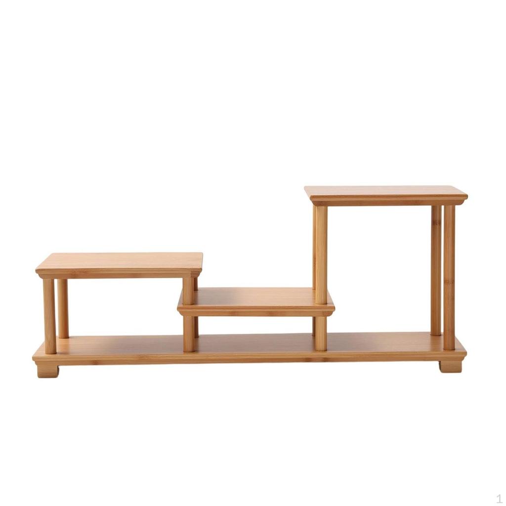 Bamboo Display Shelf Color Tiered Decorative Rack Compact with Tiers for Tea