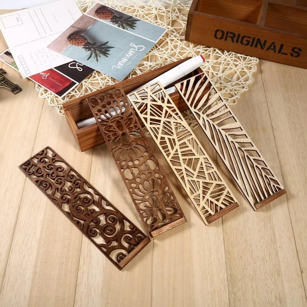 High Quality Portable Wooden Pencil Box Hollow Multifunctional Stationery Box Retro Durable Pencil Case Desk Storage Accessories