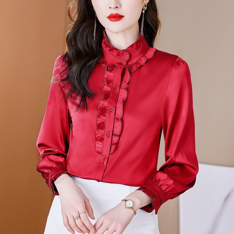 Early Autumn Top Design Sense Mulberry Silk Luxury Shirt Women's Long-sleeved Shirt New Style Shirt
