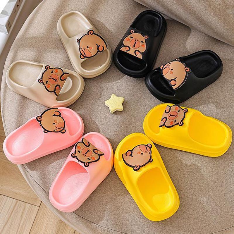 Cute Capybara Slippers For Boys Soft Non Slip Summer Home Bathroom Sandals Comfortable Indoor Outdoor Footwear For Kids