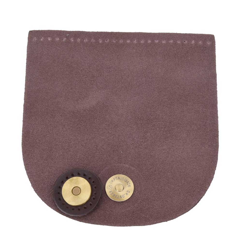 Bag Cover Split Leather Magnetic Buckle Hand Made Handbag Parts with Bronze Accessories 12.6x13.7cm(Brown )