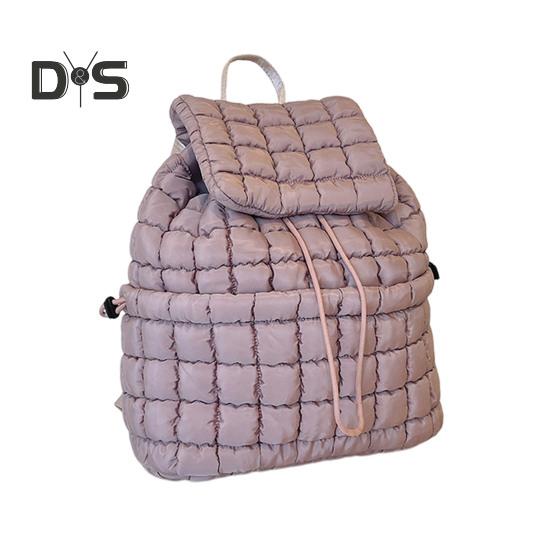 18L Quilted Backpack for Women Puffer Hiker Pack Top Flap Drawstring Backpack Padding Travel Cloud Gym Bag