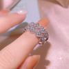 Trendy Girl Sexy Micro-Set Sparkling Diamond Ring, High-End Light Luxury Double-Layer Pattern Wedding Ring