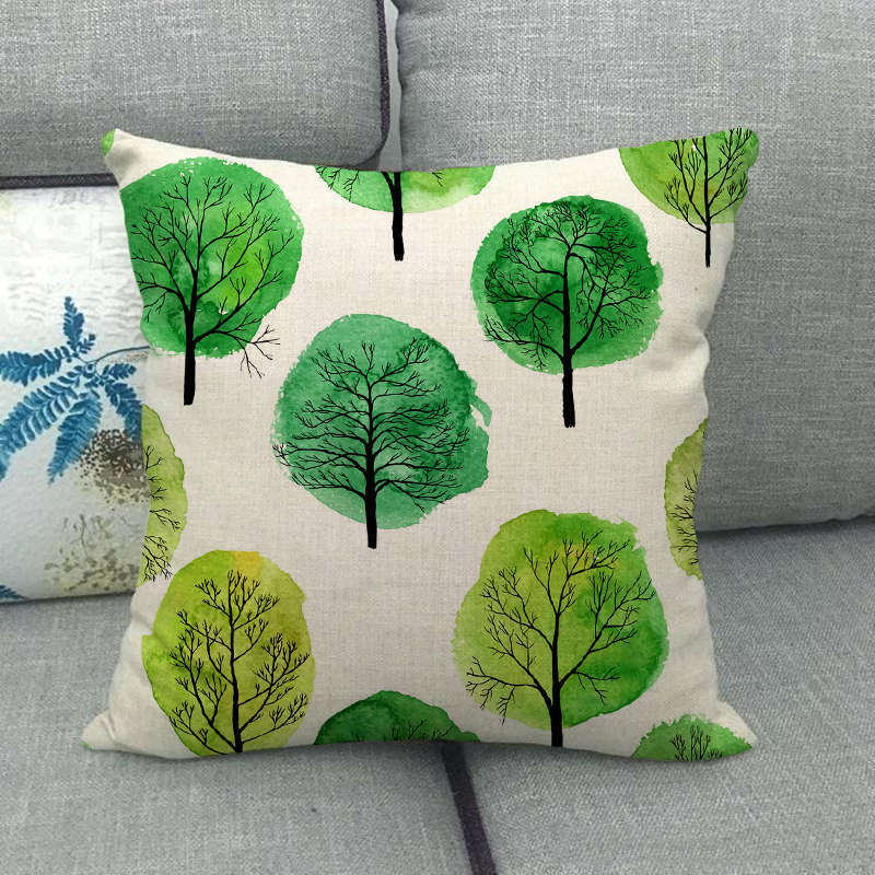 Cartoon Dinosaur Tree Series Digital Printing Short Plush Pillow Covers For Car Sofa Office Cushion Cover Home Goods