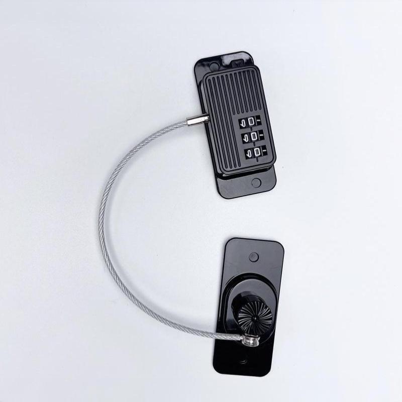 Combination Refrigerator Lock No Drill Adhesive Mount Heavy Duty Steel Cable for Home Kitchen Fridge Cabinet Drawer