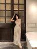 French High Waist Polka Dot Spaghetti Strap Maxi Dress for Women: A-line Summer Beach Vacation Style