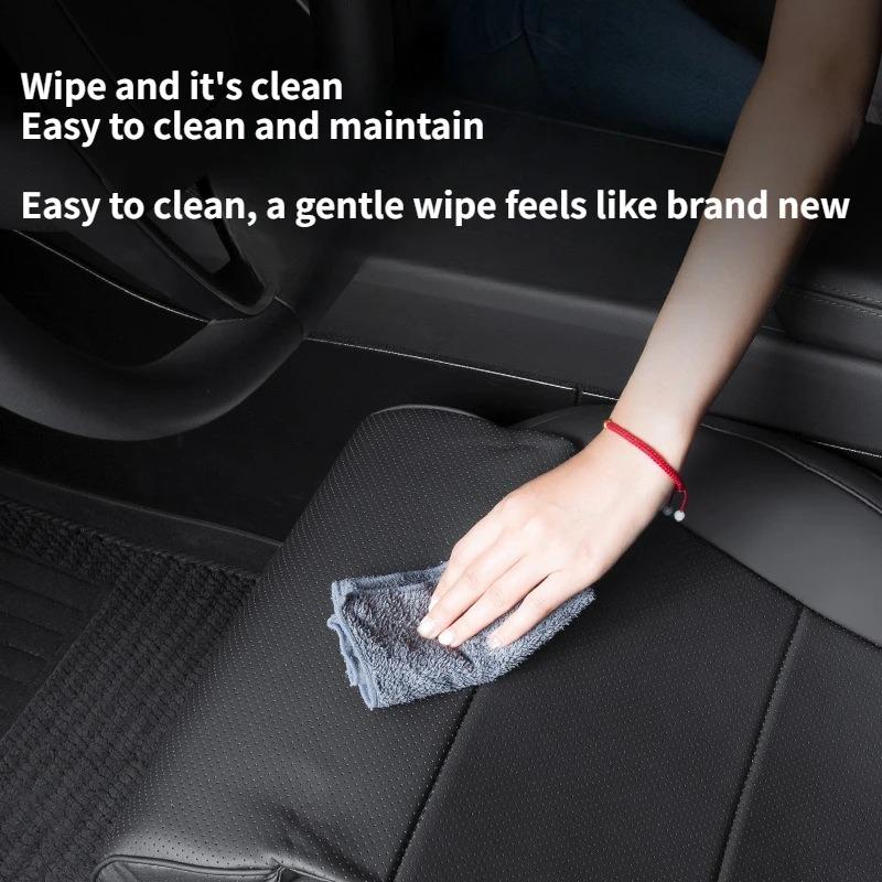 Full-Cover Car Seat Cushion for Tesla Model Y Juniper 2025 with Integrated Leg Rest Mat Nappa Leather Chair Pad Car Accessories
