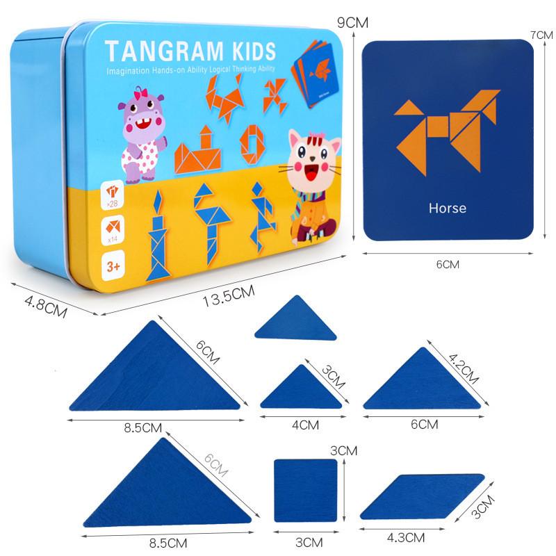 Wooden Tangram Puzzle Educational Brain Teaser For Kids And Students