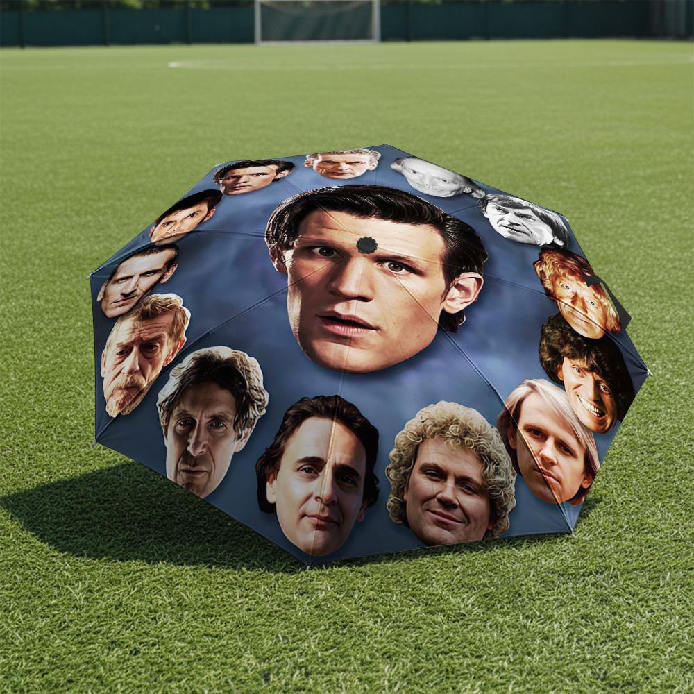 1 PC Automatic Folding Umbrella-Doctor Who Pattern, Portable & Foldable Design with 8 Ribs, Christmas Birthday Gifts