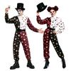 Halloween Clown Cirkus Jumpsuit Spelkortsmönster Kostym Långärmad Jumpsuit För Karneval Cosplay Fest Scenuppträdande Outfit