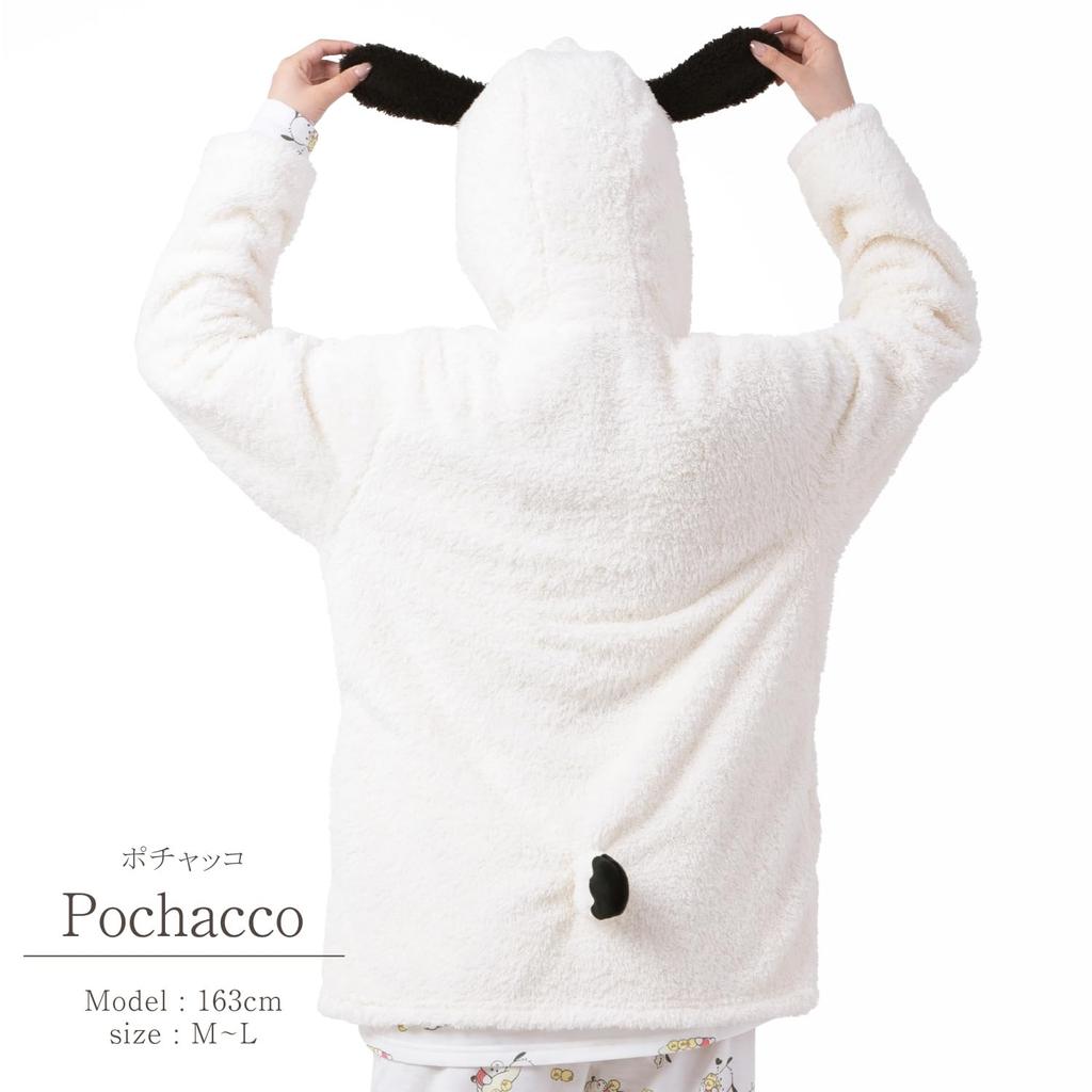 Pochacco Gown Poodle Boa Hooded Tail Embroidered Room Wear Pajamas Pochacco Sanrio Size [SAZAC] Dress-up Women's M-L