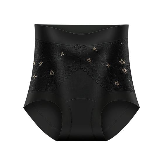 Women's High Waisted Underwear Ladies Sexy Lace Ice Silk Panties Full Coverage Breathable Soft Stretch Briefs