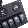 6 Way LED Car Boat Rocker Switch Panel   USB Socket   Cigarette Plug   Voltmeter