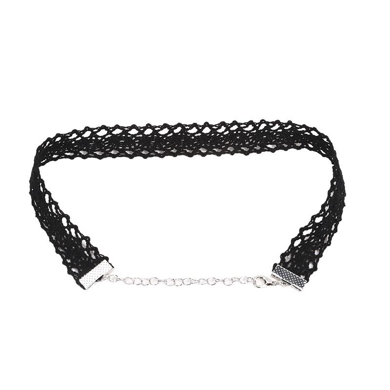 Black Lace Chokers Necklace Set Vintage Gothic Punk Elastic Necklace Women'S Jewelry Adult/Child Size