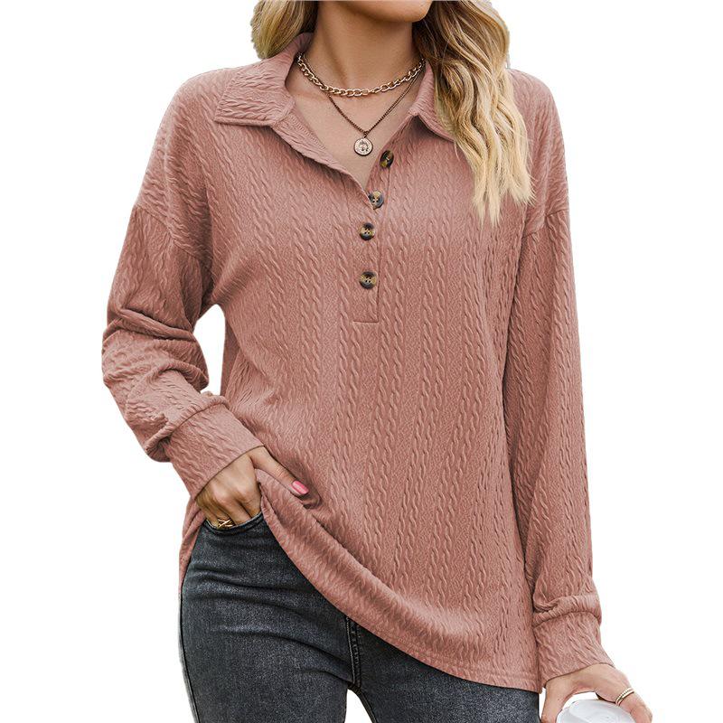 

2023 Women s Solid Color Button-Down Loose Long Sleeve Sweatshirt Jacket Extra Large