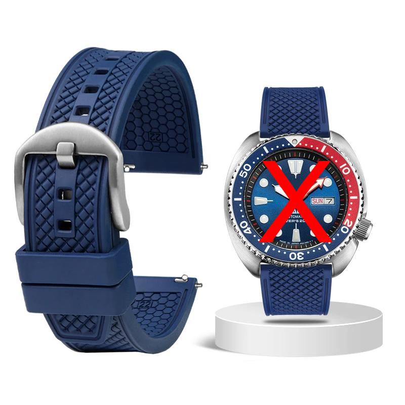 20mm 22mm Premium-Grade Fluororubber Watch Strap For Seiko IWC Rolex Casio Waffle Strap Universal Men Diver Sports Watch Band
